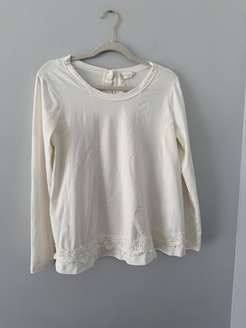 Altar’d State Ivory Lace Long Sleeve Top M Boho Cottage Core Romantic Cotton